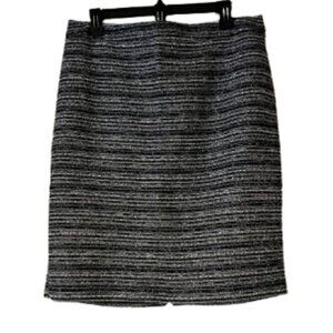 Loft Black & White Tweed Pencil Skirt - Lined - 12